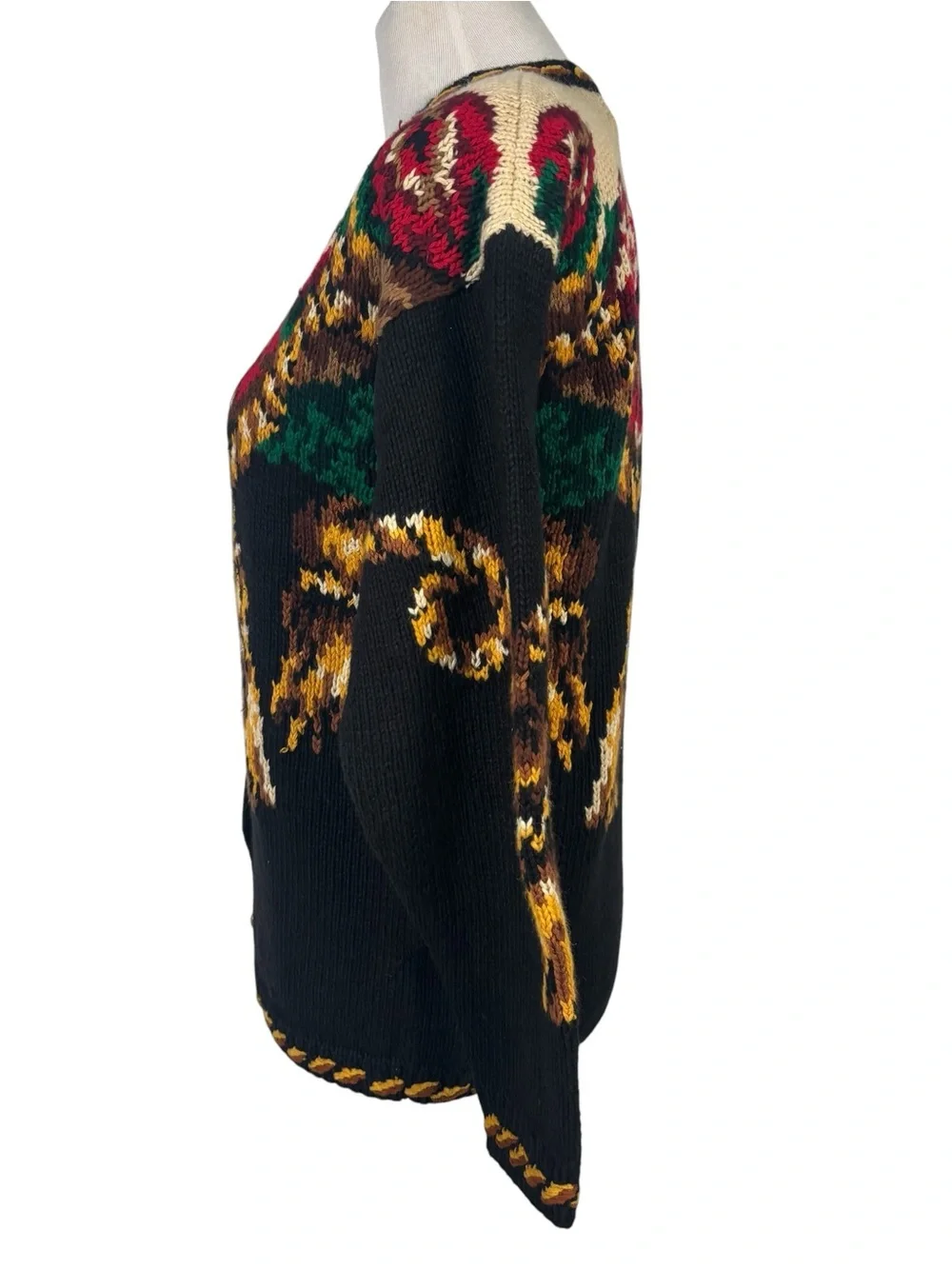 Vtg Eagle’s Eye Hand Knit Floral Cardigan Grandma Core Cottage Western Folk Sz M